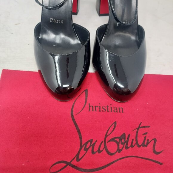 Christian Louboutin Jane Patent Strappy Slingback Pumps - Picture 8 of 14